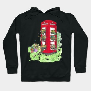 Red Telephone Box with Flowers Hoodie